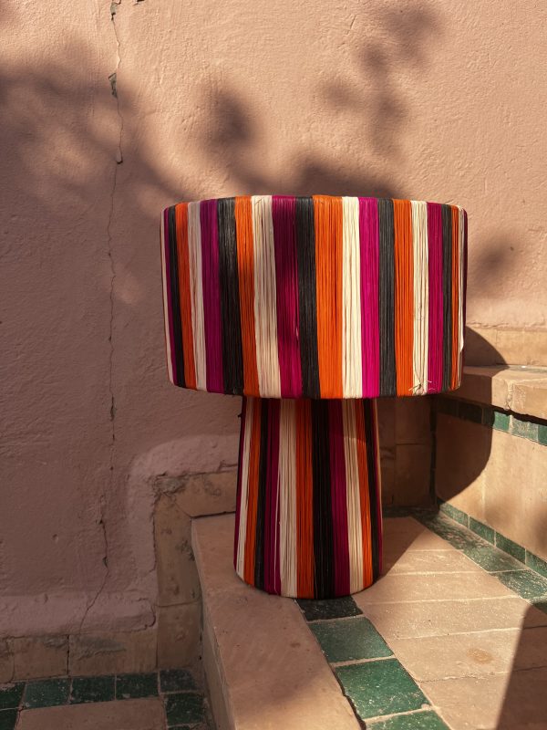 GRANDE LAMPE RAPHIA - MULTICOLORE FUSHIA